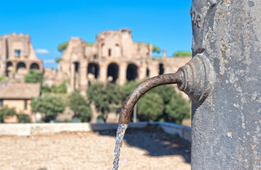 Nasone - traditional drinking fountain in Rome Italy - 376630127