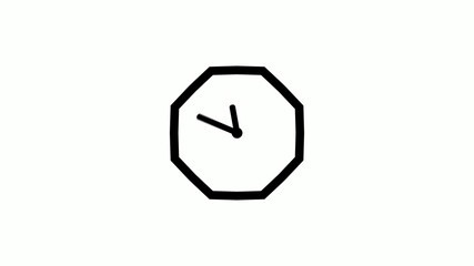 Amazing 12 hours counting down clock icon on white background,clock without trick