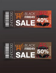 black friday discount coupon design.sale icon.shopping.