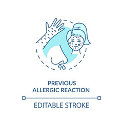 Previous allergic reactions concept icon. Vaccination precautions and side effects idea thin line illustration. Seasonal allergy symptoms. Vector isolated outline RGB color drawing. Editable stroke
