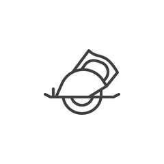 Circular saw line icon. linear style sign for mobile concept and web design. Handle electric saw outline vector icon. Symbol, logo illustration. Vector graphics