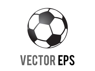 Vector round, black and white ball for soccer sport game emoji icon