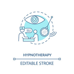 Hypnotherapy concept icon. Alternative medicine, psychological help idea thin line illustration. Using hypnosis to treat mental problems. Vector isolated outline RGB color drawing. Editable stroke