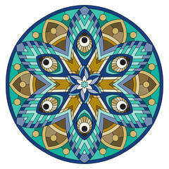Illustration in stained glass style round image