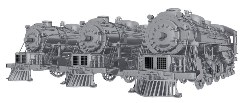 Drei alte Dampflokomotiven, Freisteller