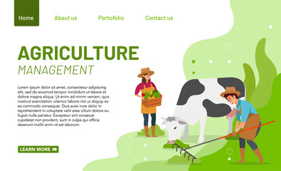 Agricultural management concept for website and mobile app. Landing page concept of management agriculture with a minimalist and modern style