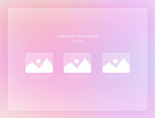 Vector template in modern glassmorphism style with gradient blurred background.  Ui, banner, landing page, presentation with space for text. 