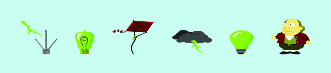 set of ben franklin cartoon icon design template with various models. vector illustration