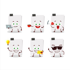 Sticky notes paper white cartoon character with various types of business emoticons