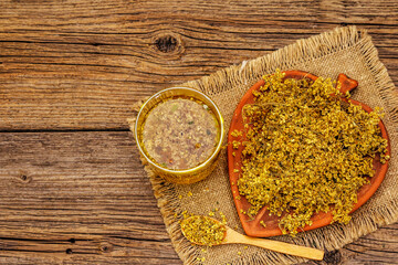 Dry leaves and flowers of nettle for cooking healthy herbal tea