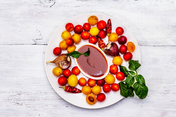 Tkemali Georgian cherry plum sauce with garlic and hot pepper