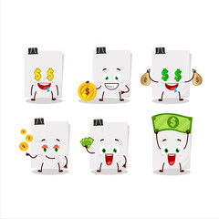 Sticky notes paper white cartoon character with cute emoticon bring money