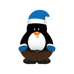 cute christmas penguin cartoon isolated on white vector illustration EPS10