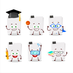 School student of sticky notes paper white cartoon character with various expressions