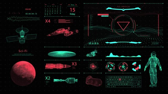 Futuristic science fiction HUD panel with space travel metrics