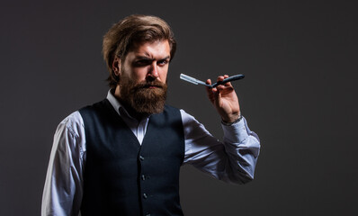 Man hairdresser barbershop stylist well groomed appearance, barber services concept