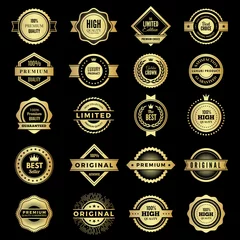 Fotobehang Badges collection. Premium promo high quality logos or badges warranty stamps vector shape. Badge label premium, guarantee and best emblem illustration © ONYXprj