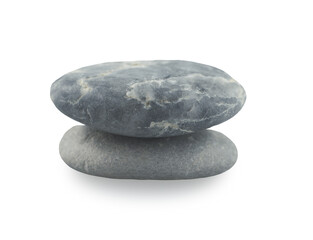 two gray stone overlap on white background with chipping path for decorative design