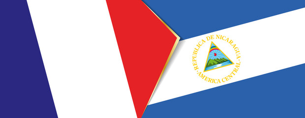 France and Nicaragua flags, two vector flags.