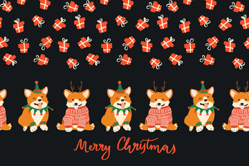 Vector Christmas cute corgi for Xmas party