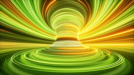 3d render, abstract yellow green neon background, speed of light rays, glowing lines, space and...