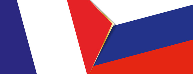 France and Russia flags, two vector flags.