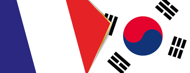 France and South Korea flags, two vector flags.