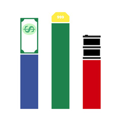 Oil, Dollar And Gold Chart Concept Icon