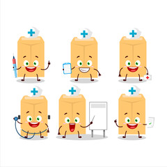 Doctor profession emoticon with brown envelope cartoon character