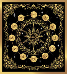 Vintage label divine magic occult vector illustration