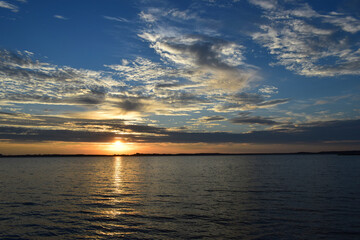 beautiful sunset on the lake, beautiful sunrise on the lake.