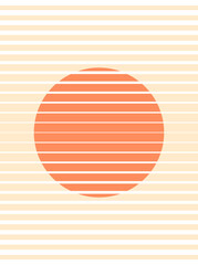 Abstract sun.  Boho wall decor. Mid century art print. Vector illustration. Modern poster.