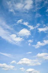 Foto auf Acrylglas Beautiful vertical photo of light blue sky and white clouds, quality high detailed shoot. © Gray wall studio