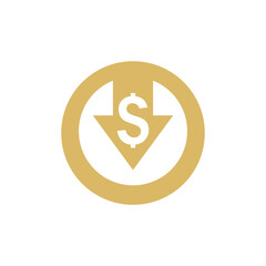 Cost reduction icon. dollar down icon vector