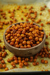 Roasted chickpeas seasoned with turmeric and chilli powder