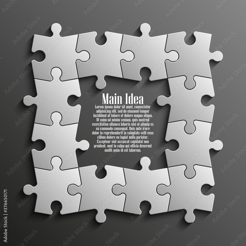 Fototapete twelve sided 3d puzzle presentation infographic template with explanatory text field for business st