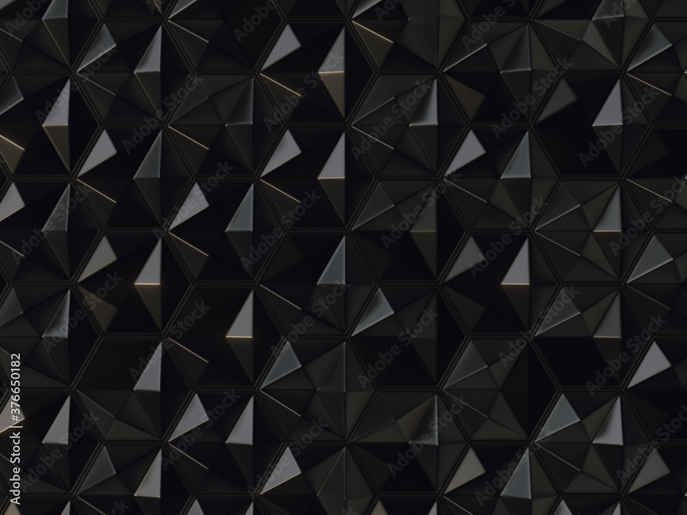 Poster 3d rendering honeycomb dark pattern illustration. Hexagon abstract background