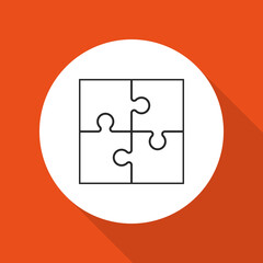 Simple puzzle four piece business presentation. Circle puzzle outline infograph. 4 Step contour process diagram. Section line compare puzzle banner.