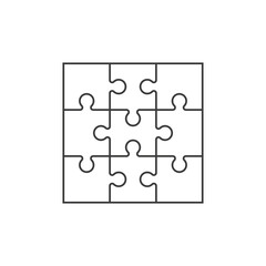 Nine sizes puzzle. Illustration for design