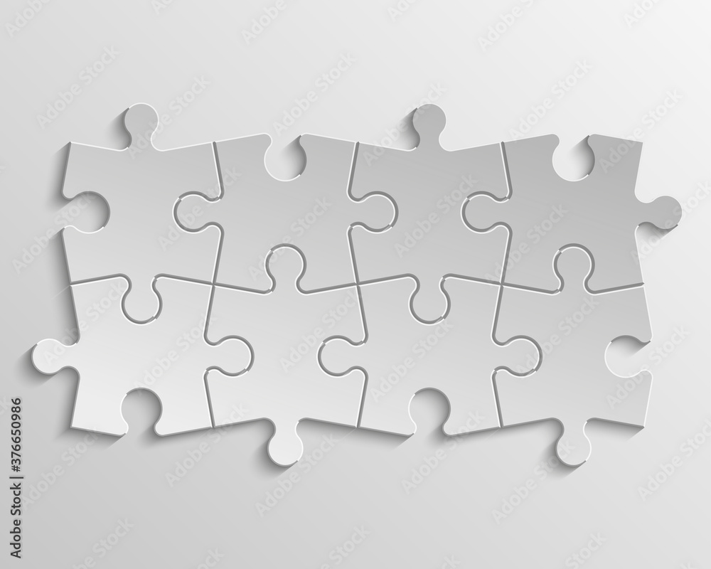 Fototapete Eight sided 3d puzzle presentation infographic template with explanatory text field for business statistics