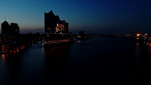 Port of Hamburg, Elbe Philharmonic Hall on Elbe River, Hamburg, Germany
