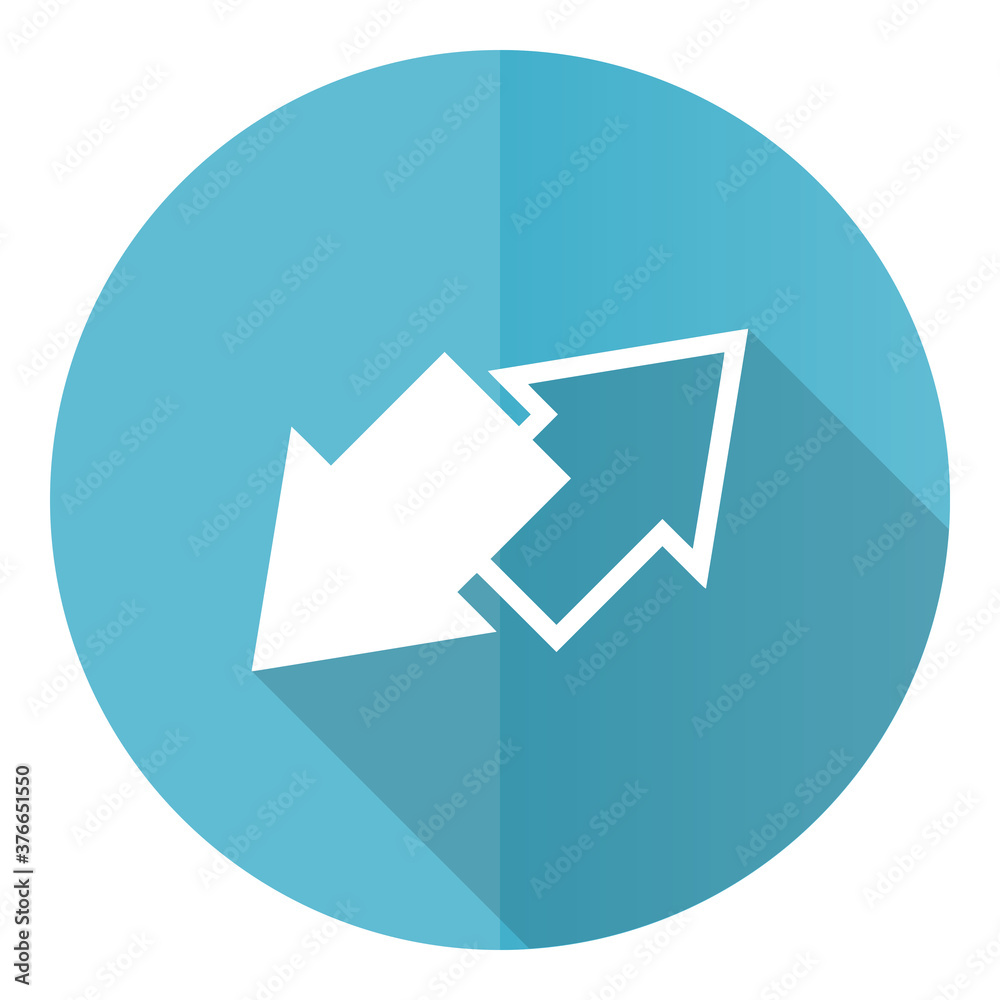 Poster Exchange vector icon, flat design blue round web button isolated on white background