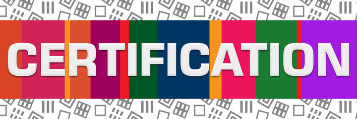 Certification Grey Squares Background Colorful Stripes Horizontal 