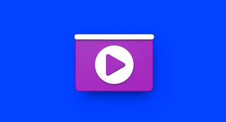 Web page social media concept. Video play icon illustration on background. 3D render