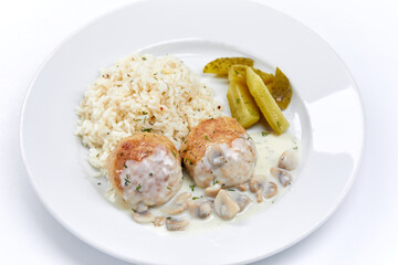 meatballs with rice and sauce