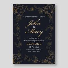 Fototapeta na wymiar Elegant Wedding Invitation Card Design with Event Details.