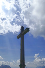 summit cross of schoettelkarspitze, kruen bavaria