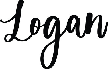 Logan,Typography/Calligraphy  Black Color Text On White Background - obrazy, fototapety, plakaty