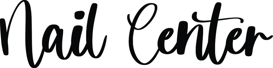 Nail Center Typography/Calligraphy  Black Color Text On White Background