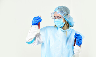 results of the analysis. make virus test. coronavirus pandemic outbreak. Medical equipment. Blood...